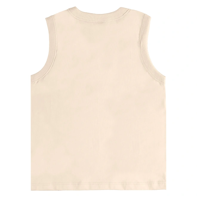 Conjunto Camiseta Regata em Malha e Bermuda em Moletom Estampa Coqueiro - Bege