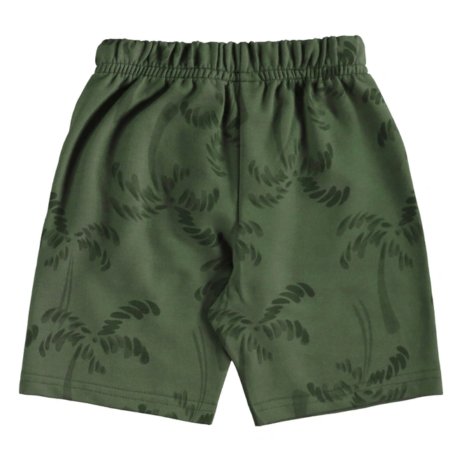 Conjunto Camiseta Regata em Malha e Bermuda em Moletom Estampa Coqueiro - Bege