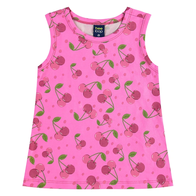 Conjunto Camiseta Regata em Malha e Bermuda Ciclista em Cotton Cherry - Lilás Neon