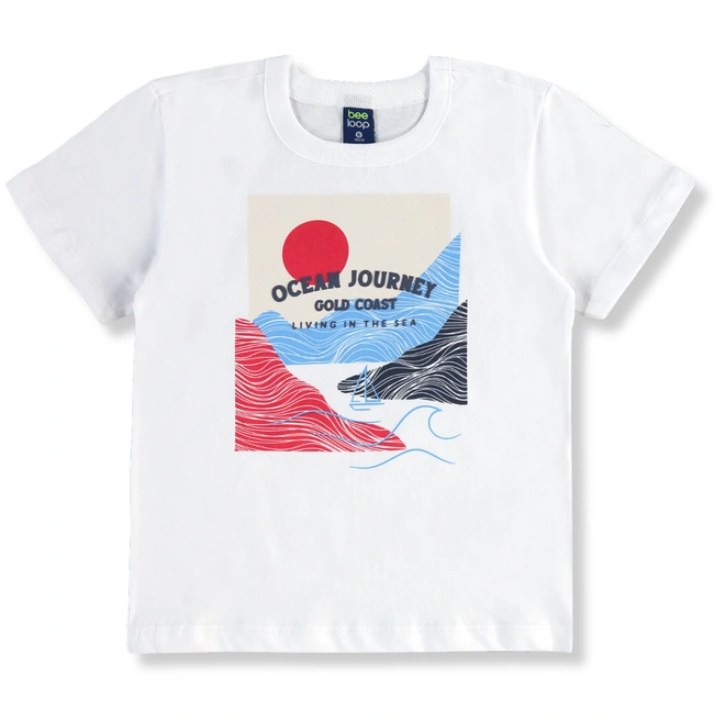 Conjunto Camisa Meia Manga em Malha e Bermuda em Moletom - Branco