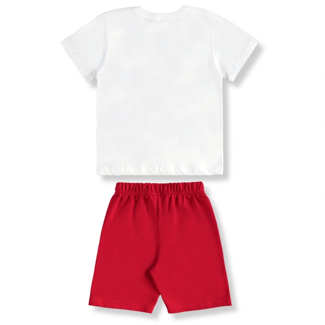 Conjunto Camisa Meia Manga em Malha e Bermuda em Moletom - Branco