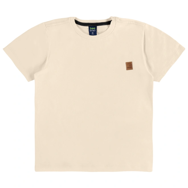 Conjunto Camisa Meia Manga em Malha e Bermuda em Moletom - Bege