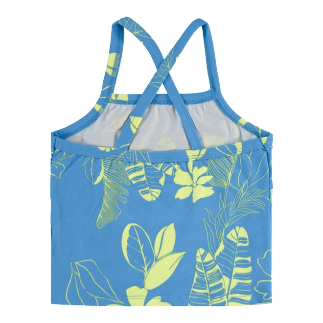 Conjunto Blusa e Short em Cotton Floral - Azul