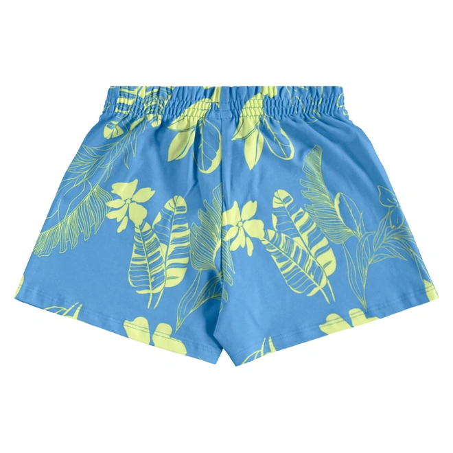 Conjunto Blusa e Short em Cotton Floral - Azul