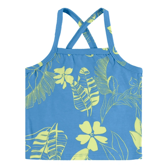 Conjunto Blusa e Short em Cotton Floral - Azul