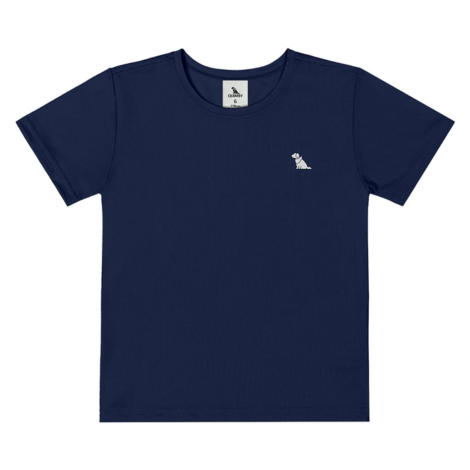 Camisa Meia Manga em Malha Dry Fit - Azul Escuro