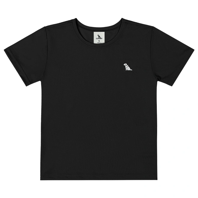 Camisa Meia Manga em Malha Dry Fit - Preto