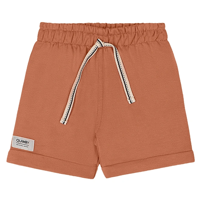 Conjunto Camisa meia Manga em Malha e Bermuda em Moletom sem Felpa - Bege