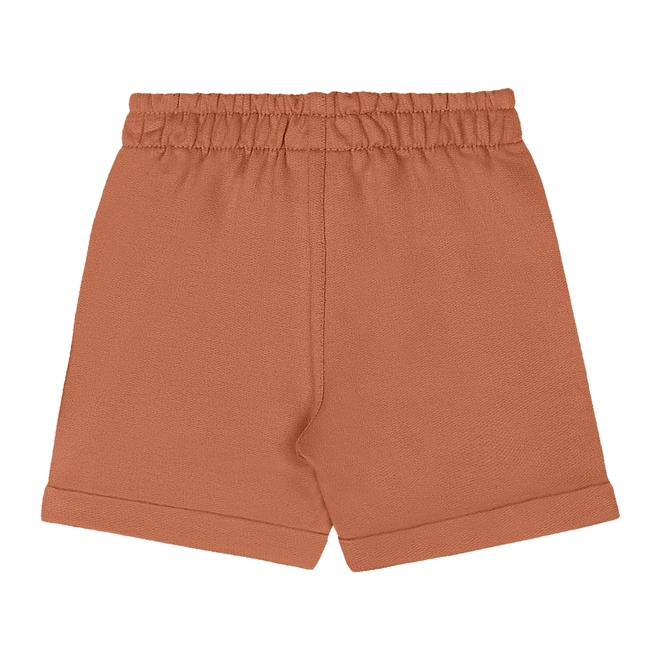 Conjunto Camisa meia Manga em Malha e Bermuda em Moletom sem Felpa - Bege