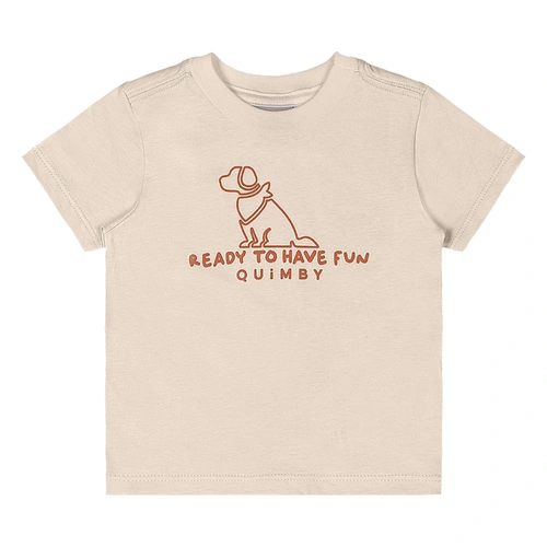 Conjunto Camisa meia Manga em Malha e Bermuda em Moletom sem Felpa - Bege