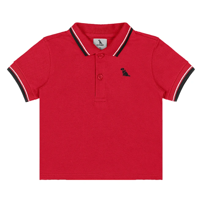 Conjunto Camisa Polo Piquet e Bermuda em Sarja - Vermelho