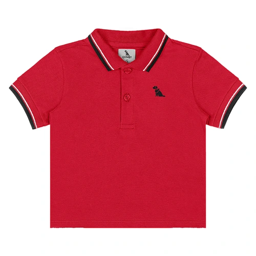 Conjunto Camisa Polo Piquet e Bermuda em Sarja - Vermelho