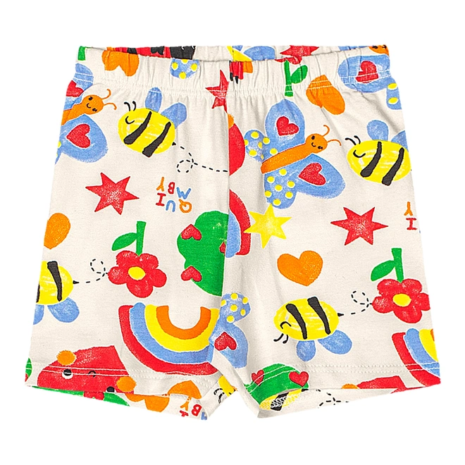 Conjunto Blusa Manga Curta e Bermuda em Cotton Arco-Iris - Vermelho