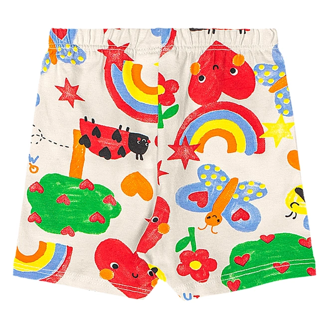 Conjunto Blusa Manga Curta e Bermuda em Cotton Arco-Iris - Vermelho