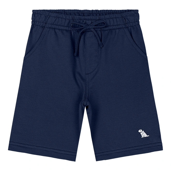 Bermuda em Moletom sem Felpa - Azul Escuro