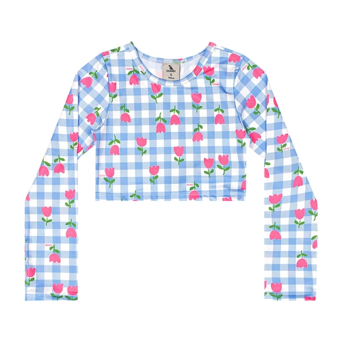 Biquíni em Malha Poliester Estampa Flor  - Azul