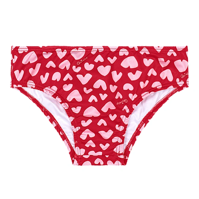 Biquíni em Malha Poliester Estampa Abstrata - Vermelho