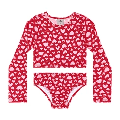 Biquíni em Malha Poliester Estampa Abstrata - Vermelho