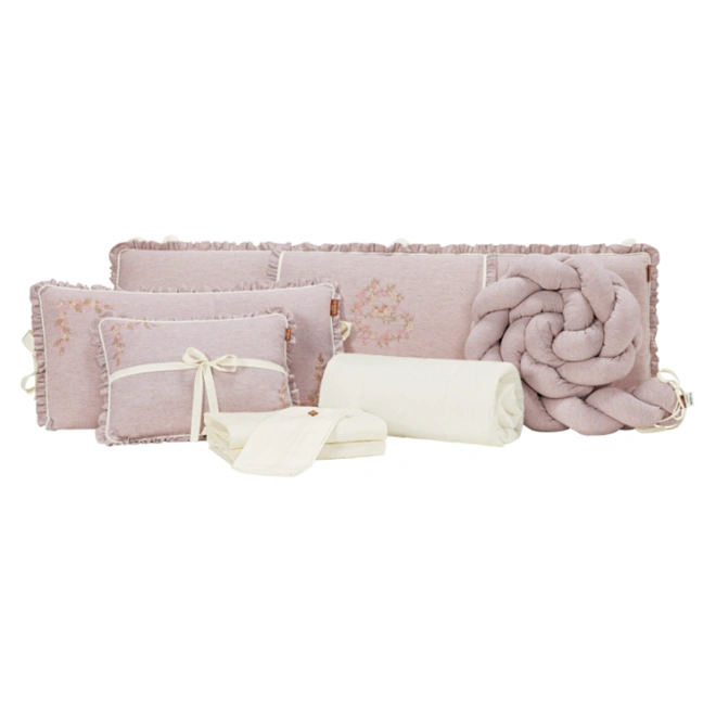 Kit de Berço Little Bird - 8 peças - Linho e Percal 100% Algodão