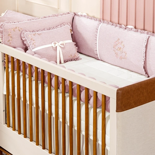 Kit de Berço Little Bird - 8 peças - Linho e Percal 100% Algodão