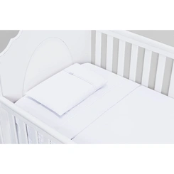 Jogo de Lençol para Berço Basic 3 peças - Percal 100 % algodão - Branco