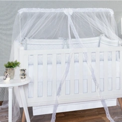 Mosquiteiro para Varal com Renda e Laço - Branco