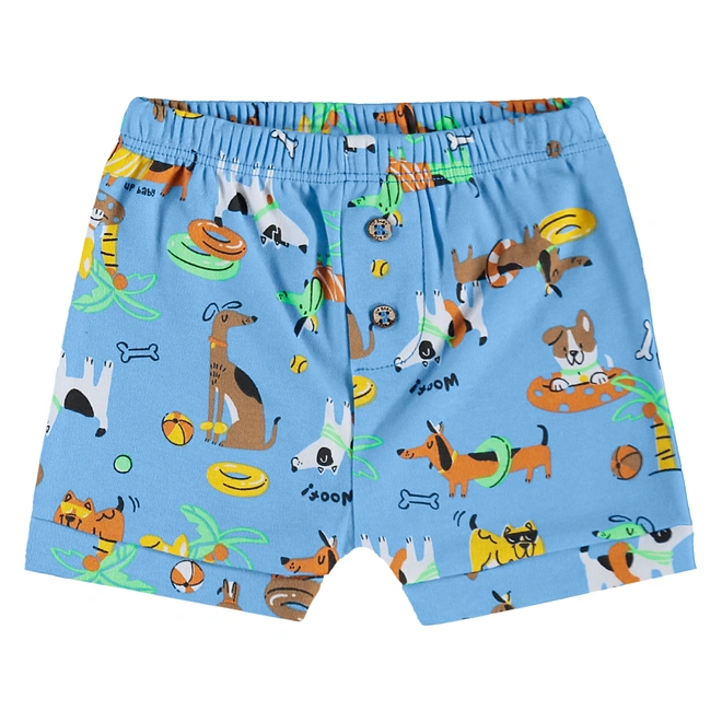Conjunto Body e Short em Suedine Estampa Bichinhos - Azul Delicado