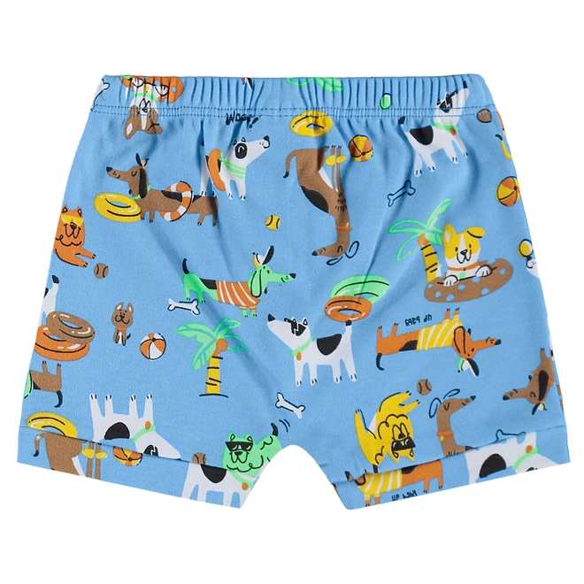 Conjunto Body e Short em Suedine Estampa Bichinhos - Azul Delicado