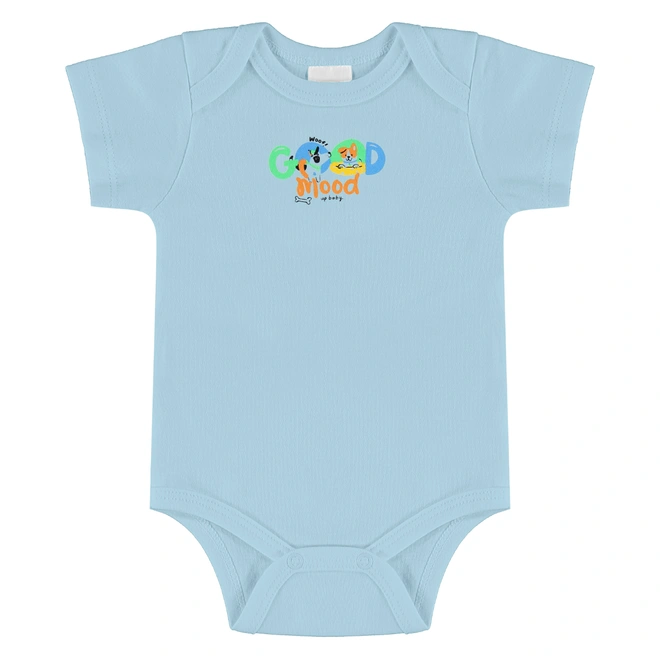 Conjunto Body e Short em Suedine Estampa Bichinhos - Azul Delicado