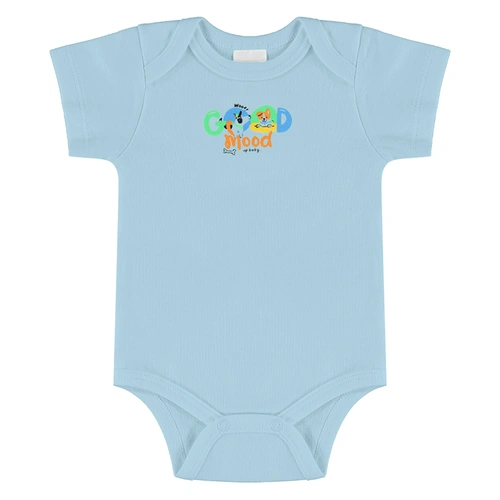 Conjunto Body e Short em Suedine Estampa Bichinhos - Azul Delicado