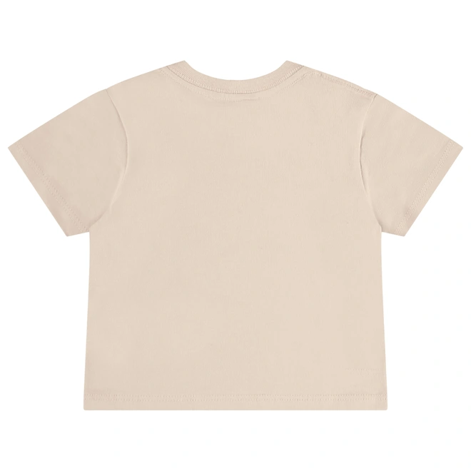 Conjunto Camisa Meia Manga em malha e Bermuda em Moletom Dinossauro - Bege