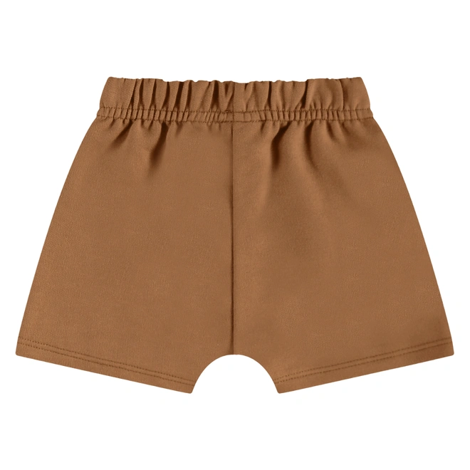 Conjunto Camisa Meia Manga em malha e Bermuda em Moletom Dinossauro - Bege