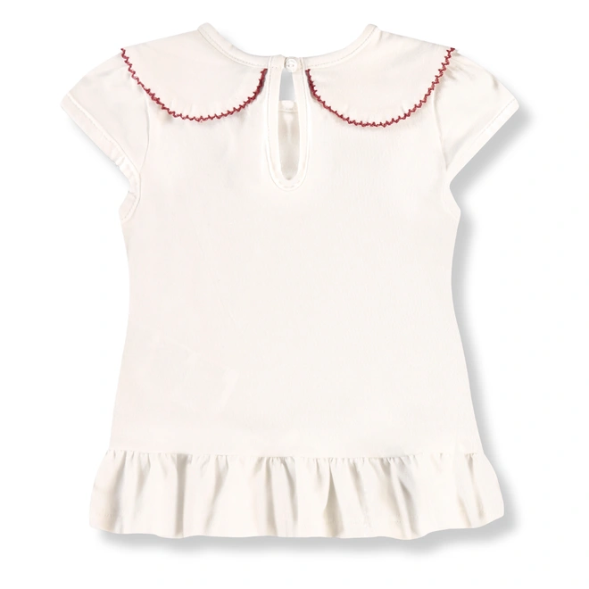 Conjunto Blusa em Meia Malha e Bermuda em Cotton Estampa Cereja - Natural