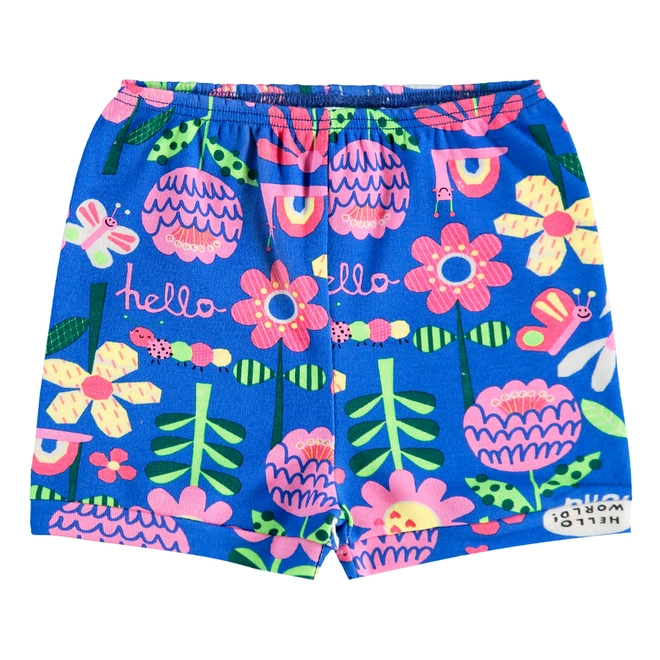 Short em Suedine Floral - Azul