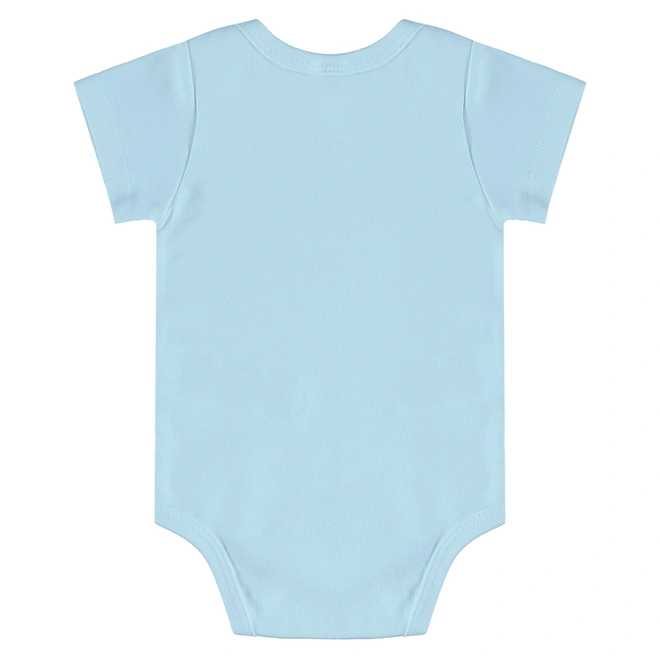 Body Manga Curta em Suedine - Azul Delicado