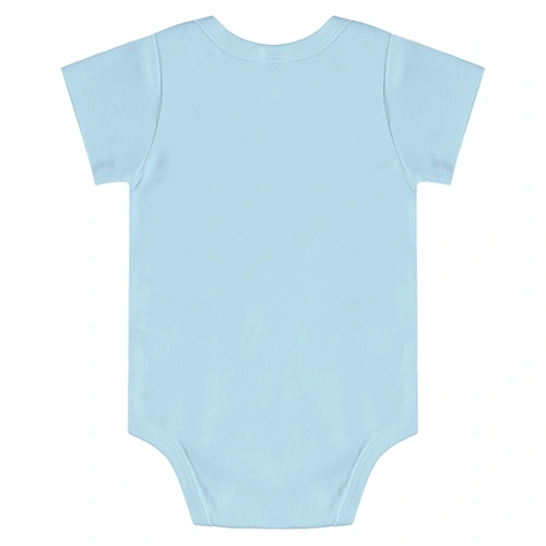 Body Manga Curta em Suedine - Azul Delicado