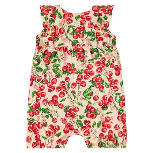 Macaquinho Manga Curta em Cotton Estampa Cereja - Natural