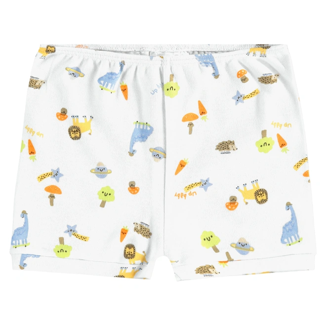 Short em Suedine Estampa Bichinhos - Branco