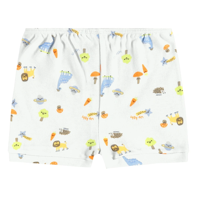 Short em Suedine Estampa Bichinhos - Branco