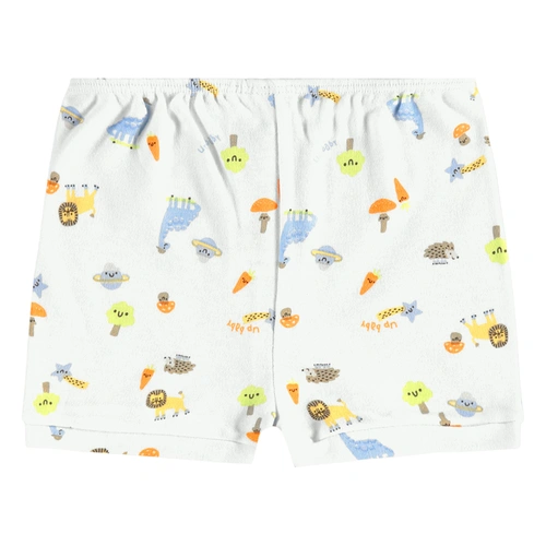 Short em Suedine Estampa Bichinhos - Branco