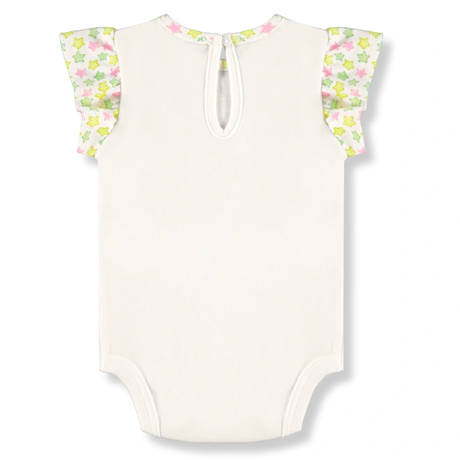 Conjunto Body e Calça em Suedine Estampa de Estrelas - Natural