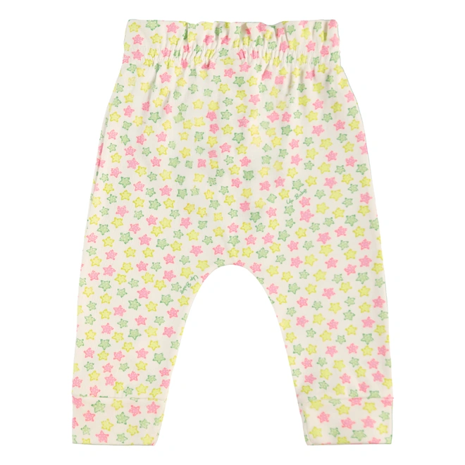 Conjunto Body e Calça em Suedine Estampa de Estrelas - Natural