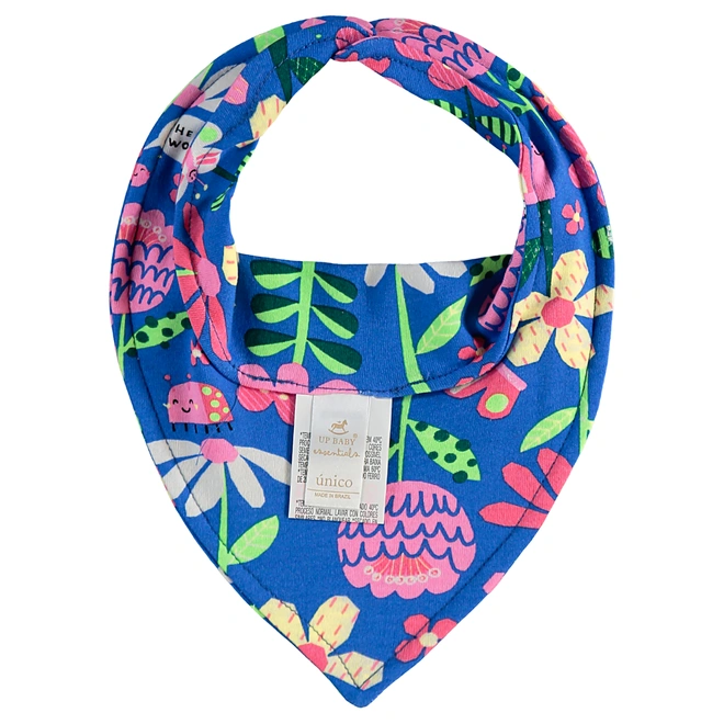 Babador em Suedine Floral - Azul