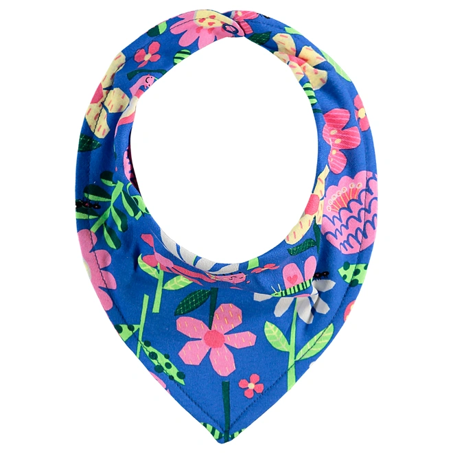 Babador em Suedine Floral - Azul