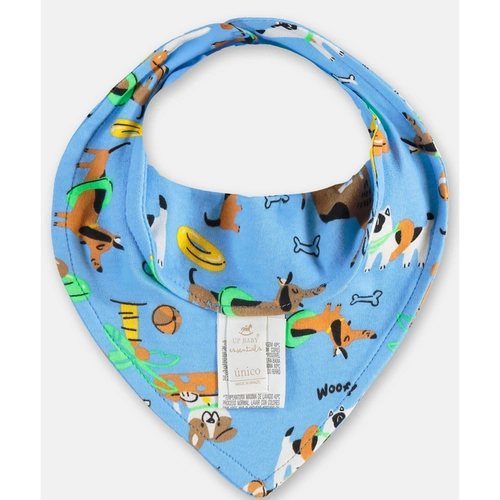 Babador Bandana Em Suedine Estampa Bichinhos - Azul
