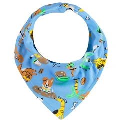 Babador Bandana Em Suedine Estampa Bichinhos - Azul