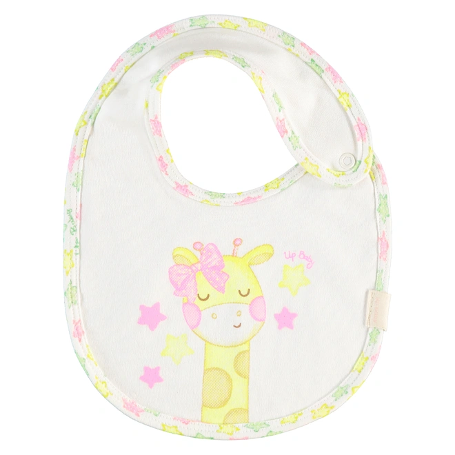 Babador em Suedine Estampa Girafa e Estrelas - Natural