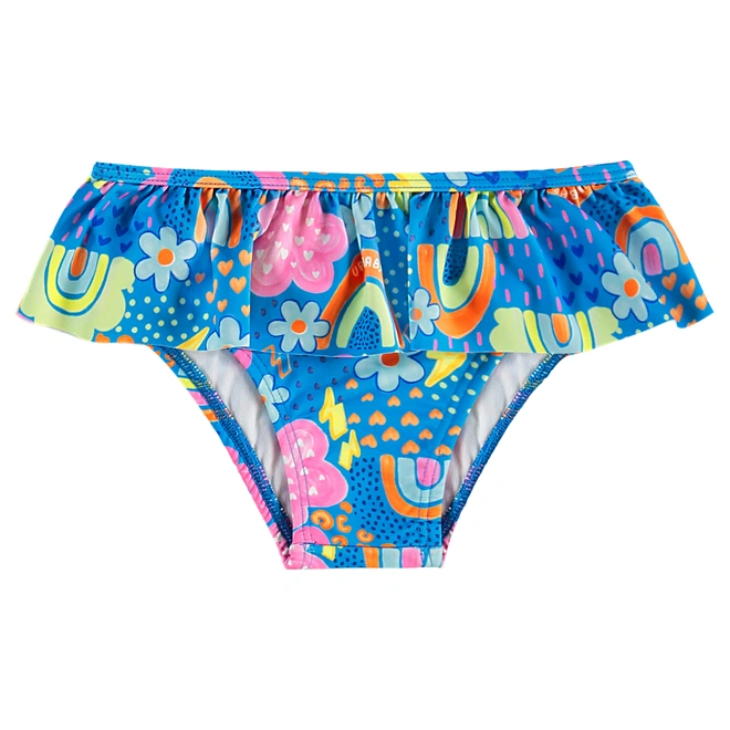 Biquíni em Malha com Proteção Solar UV Arco-Íris - Azul