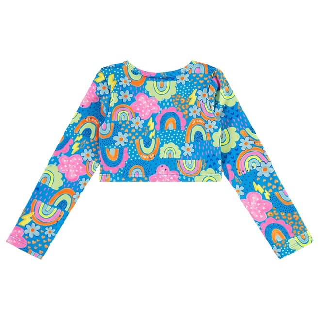 Biquíni em Malha com Proteção Solar UV Arco-Íris - Azul