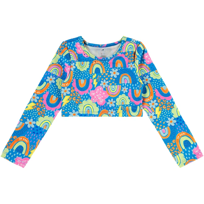 Biquíni em Malha com Proteção Solar UV Arco-Íris - Azul